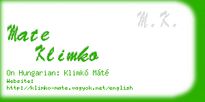 mate klimko business card